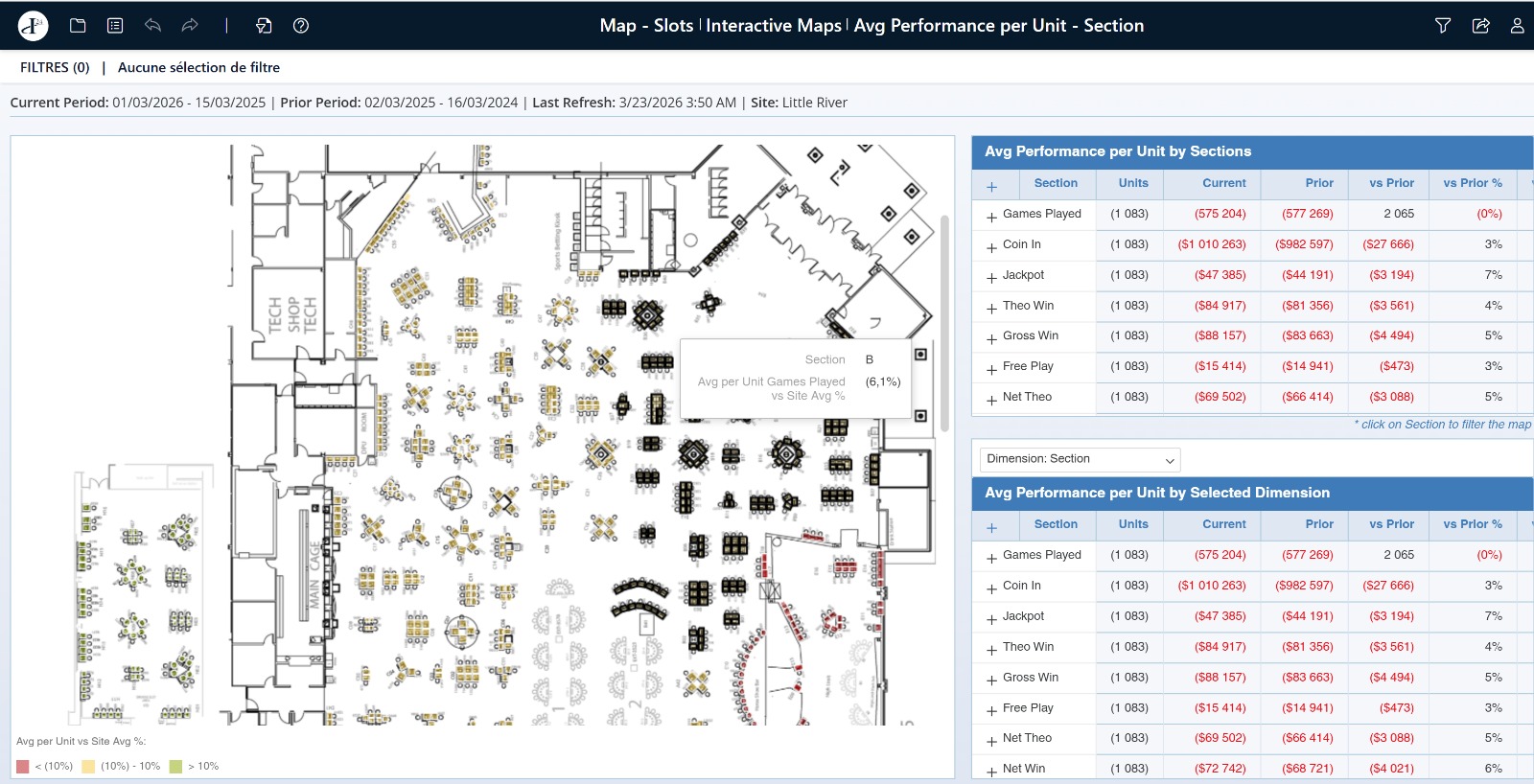 Casino floor interactive map dashboard